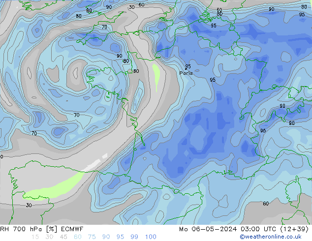 RH 700 hPa ECMWF  06.05.2024 03 UTC