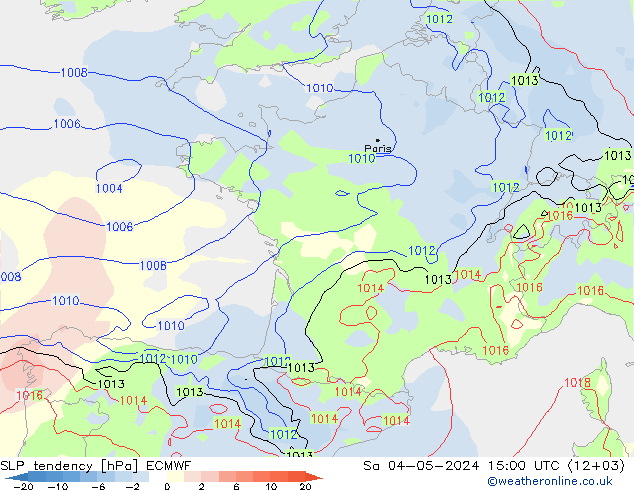 Druktendens (+/-) ECMWF za 04.05.2024 15 UTC