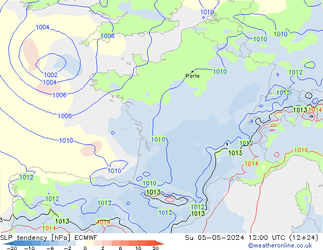 Drucktendenz ECMWF So 05.05.2024 12 UTC