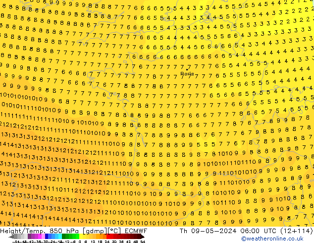 Z500/Rain (+SLP)/Z850 ECMWF Do 09.05.2024 06 UTC