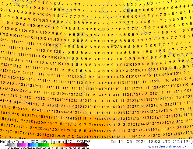 Z500/Rain (+SLP)/Z850 ECMWF Sáb 11.05.2024 18 UTC