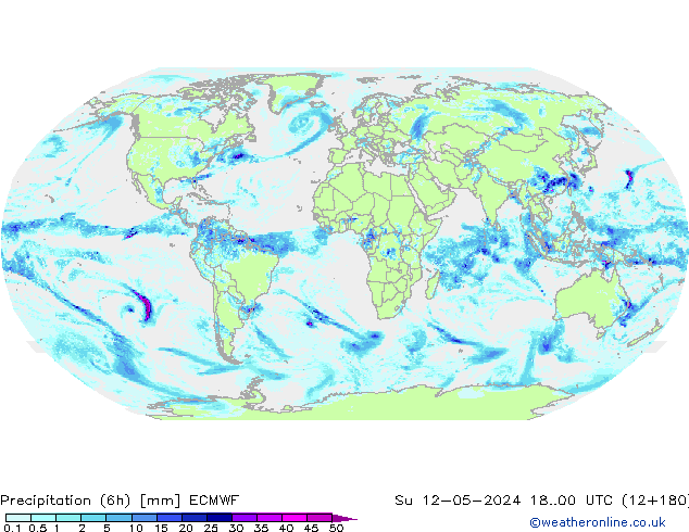 Z500/Yağmur (+YB)/Z850 ECMWF Paz 12.05.2024 00 UTC