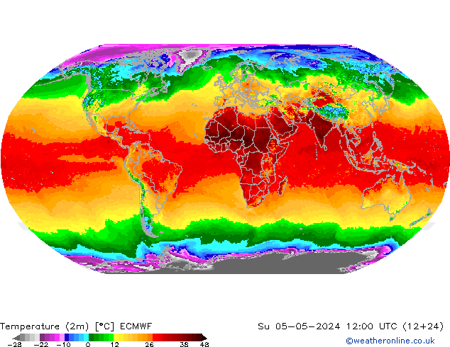 Temperaturkarte (2m) ECMWF So 05.05.2024 12 UTC