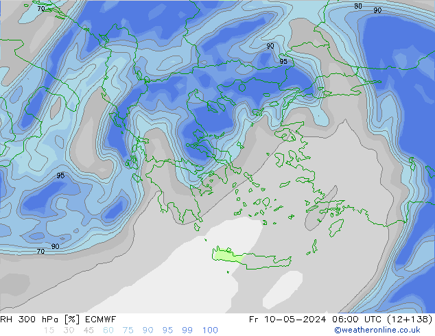 RH 300 hPa ECMWF ven 10.05.2024 06 UTC