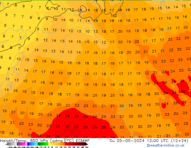 Z500/Rain (+SLP)/Z850 ECMWF dom 05.05.2024 12 UTC