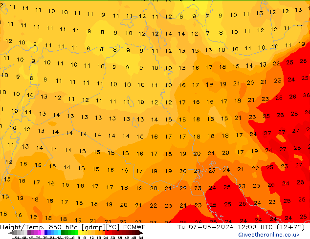 Z500/Yağmur (+YB)/Z850 ECMWF Sa 07.05.2024 12 UTC