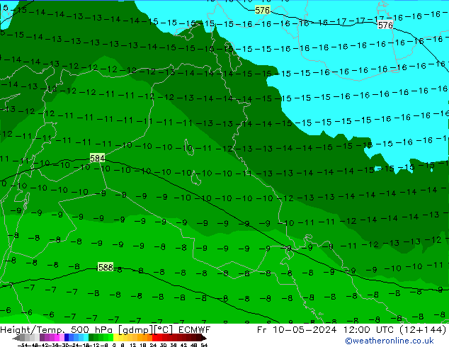 Z500/Yağmur (+YB)/Z850 ECMWF Cu 10.05.2024 12 UTC