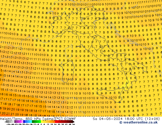 Z500/Rain (+SLP)/Z850 ECMWF Sa 04.05.2024 18 UTC