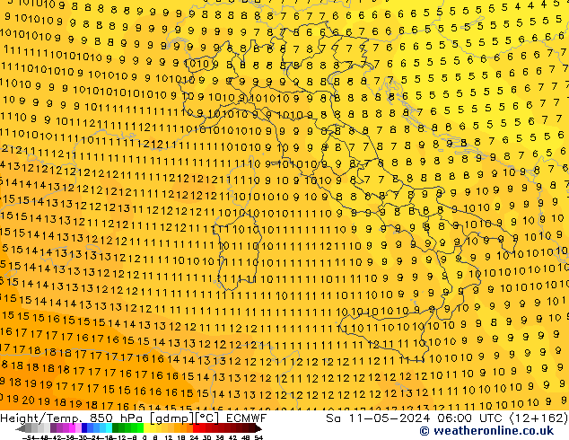 Z500/Rain (+SLP)/Z850 ECMWF Sa 11.05.2024 06 UTC