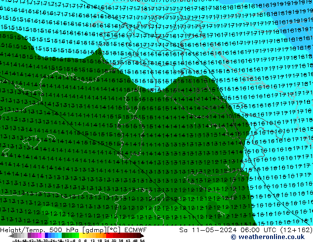 Z500/Rain (+SLP)/Z850 ECMWF Sa 11.05.2024 06 UTC