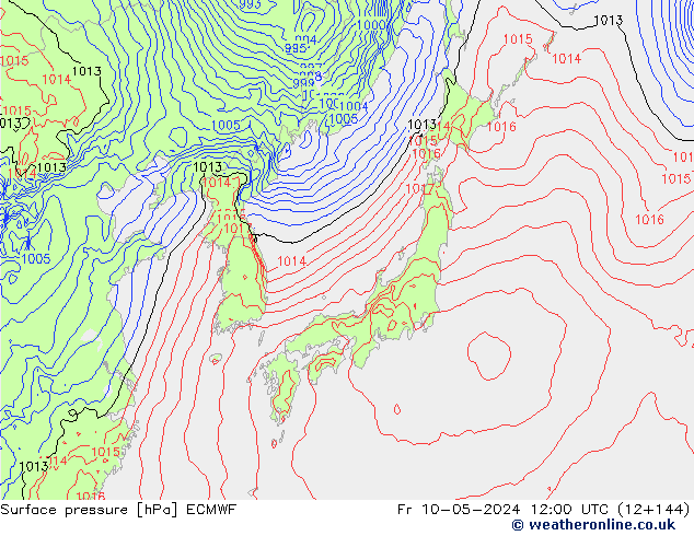 Surface pressure ECMWF Fr 10.05.2024 12 UTC