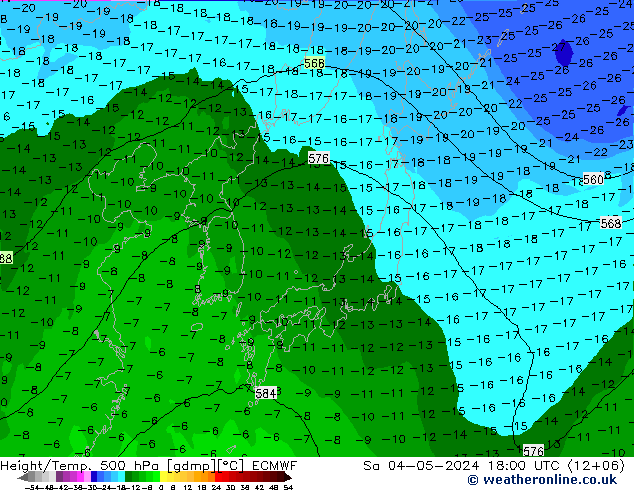 Z500/Rain (+SLP)/Z850 ECMWF sam 04.05.2024 18 UTC