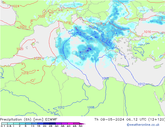 Z500/Rain (+SLP)/Z850 ECMWF jeu 09.05.2024 12 UTC