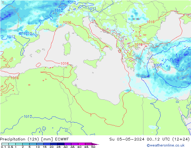 Precipitation (12h) ECMWF Su 05.05.2024 12 UTC