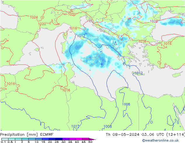 Precipitation ECMWF Th 09.05.2024 06 UTC