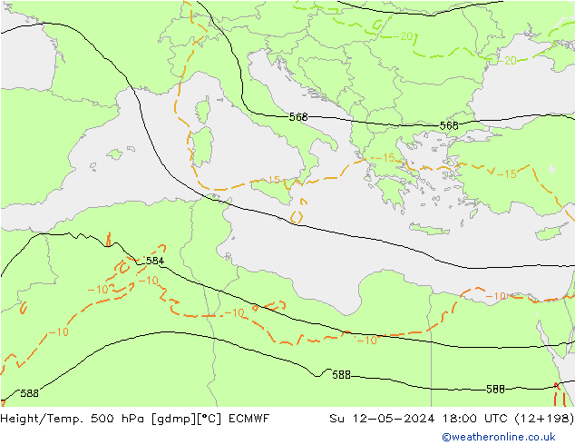 Height/Temp. 500 hPa ECMWF Su 12.05.2024 18 UTC