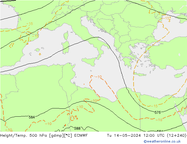 Geop./Temp. 500 hPa ECMWF mar 14.05.2024 12 UTC