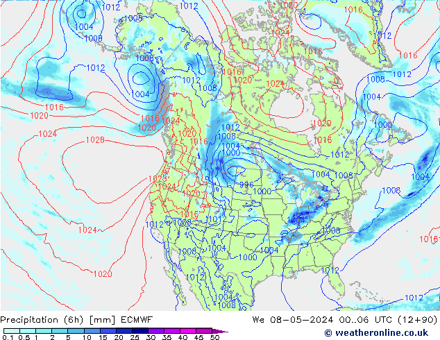 Z500/Rain (+SLP)/Z850 ECMWF We 08.05.2024 06 UTC