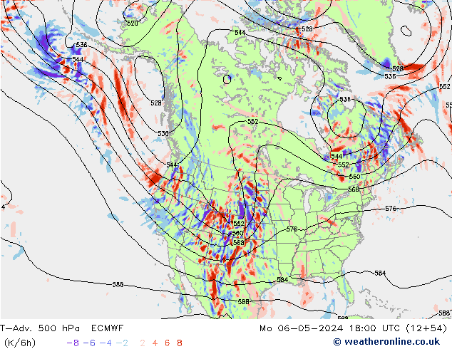 T-Adv. 500 hPa ECMWF Pzt 06.05.2024 18 UTC