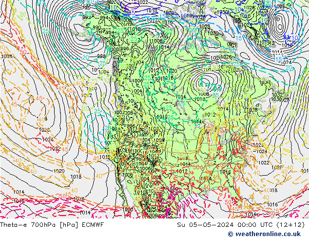 Theta-e 700hPa ECMWF Dom 05.05.2024 00 UTC