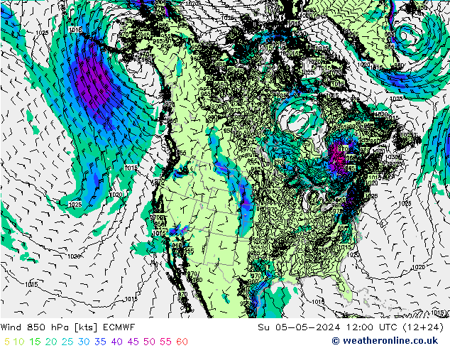 Wind 850 hPa ECMWF So 05.05.2024 12 UTC