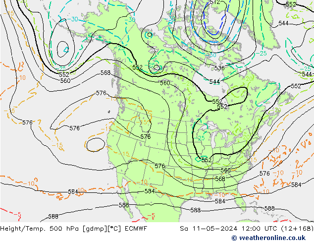 Z500/Rain (+SLP)/Z850 ECMWF сб 11.05.2024 12 UTC