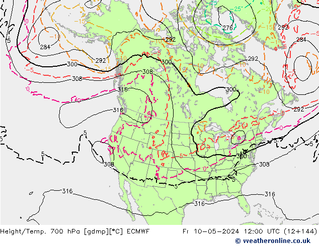 Height/Temp. 700 гПа ECMWF пт 10.05.2024 12 UTC