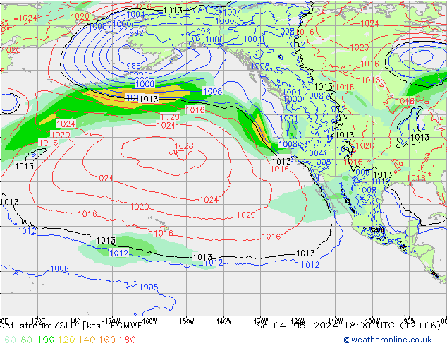 Straalstroom/SLP ECMWF za 04.05.2024 18 UTC