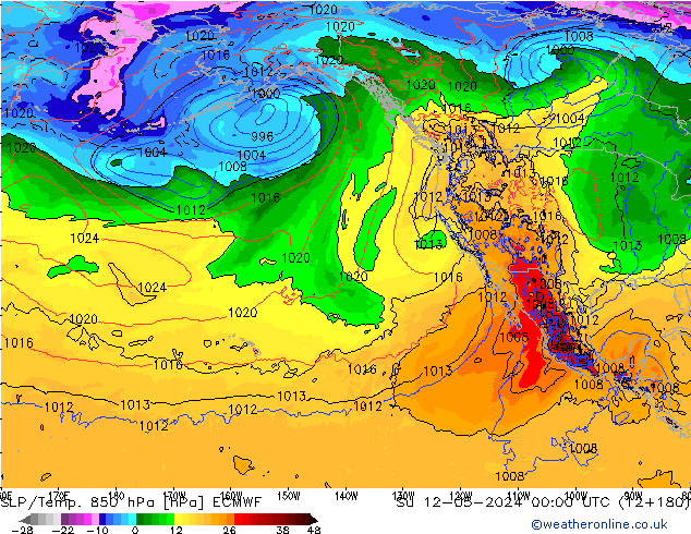 SLP/Temp. 850 hPa ECMWF Su 12.05.2024 00 UTC