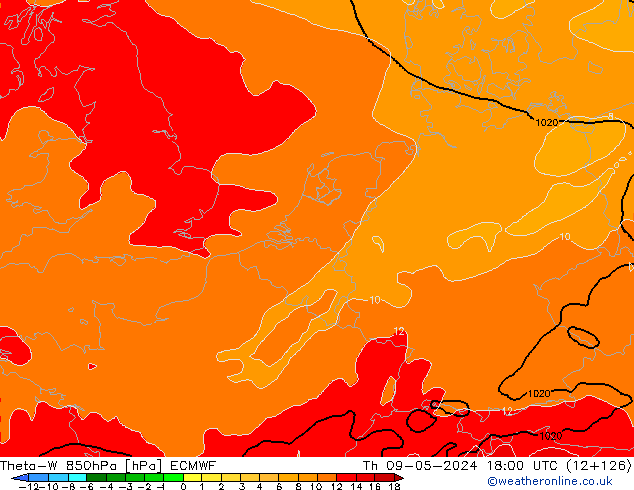 Theta-W 850hPa ECMWF gio 09.05.2024 18 UTC