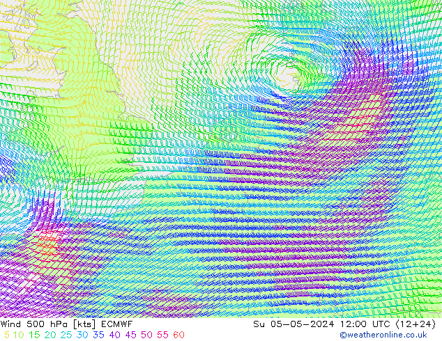 Wind 500 hPa ECMWF Su 05.05.2024 12 UTC