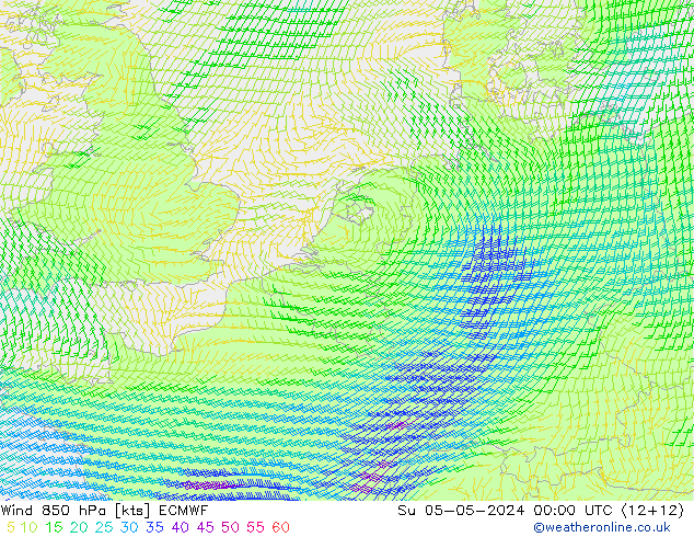 Wind 850 hPa ECMWF zo 05.05.2024 00 UTC