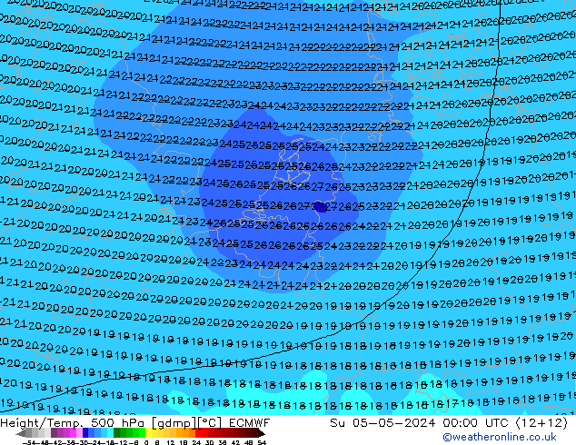 Z500/Rain (+SLP)/Z850 ECMWF So 05.05.2024 00 UTC