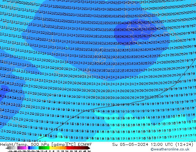 Z500/Rain (+SLP)/Z850 ECMWF  05.05.2024 12 UTC