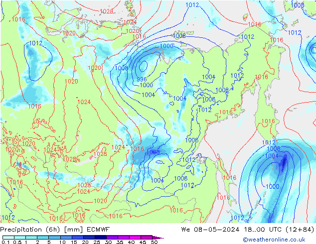 Z500/Rain (+SLP)/Z850 ECMWF We 08.05.2024 00 UTC