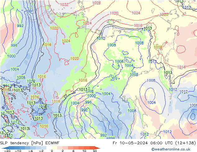 Tendenza di Pressione ECMWF ven 10.05.2024 06 UTC