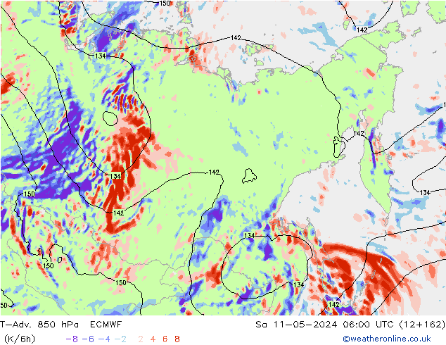 T-Adv. 850 hPa ECMWF sam 11.05.2024 06 UTC