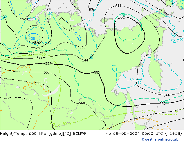 Z500/Regen(+SLP)/Z850 ECMWF ma 06.05.2024 00 UTC