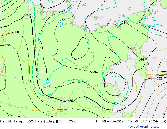 Z500/Rain (+SLP)/Z850 ECMWF ��� 09.05.2024 12 UTC
