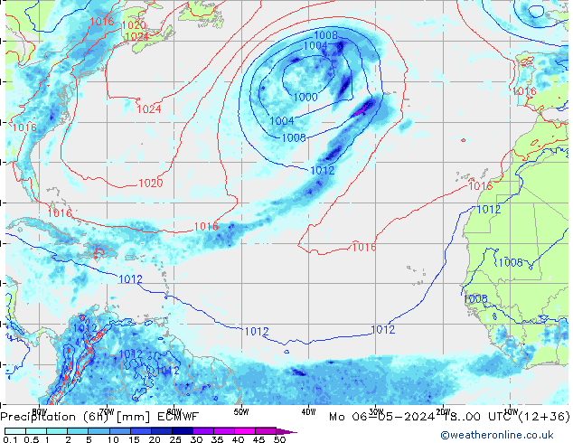 Z500/Rain (+SLP)/Z850 ECMWF  06.05.2024 00 UTC