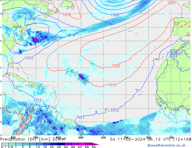 Z500/Regen(+SLP)/Z850 ECMWF za 11.05.2024 12 UTC