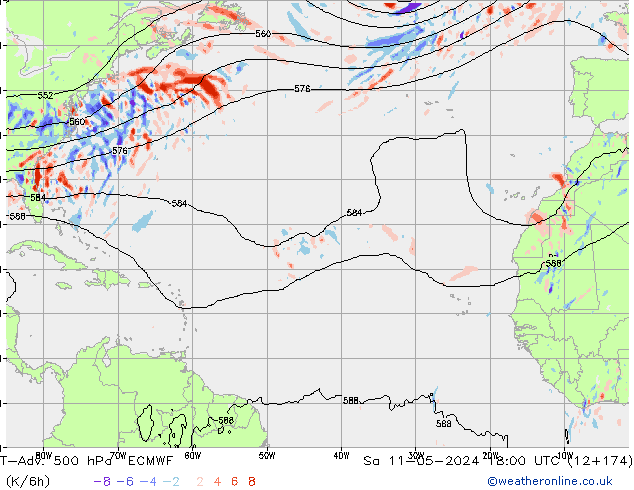 T-Adv. 500 hPa ECMWF Sa 11.05.2024 18 UTC
