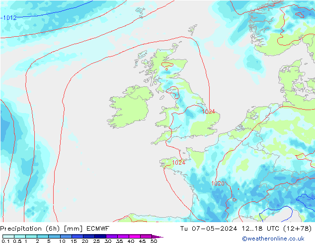 Z500/Rain (+SLP)/Z850 ECMWF Di 07.05.2024 18 UTC