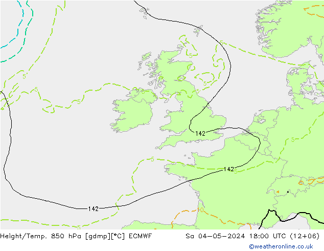 Z500/Rain (+SLP)/Z850 ECMWF sab 04.05.2024 18 UTC