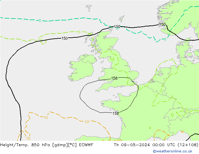 Z500/Rain (+SLP)/Z850 ECMWF Čt 09.05.2024 00 UTC