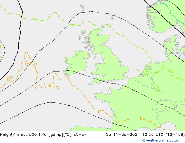 Z500/Rain (+SLP)/Z850 ECMWF sab 11.05.2024 12 UTC