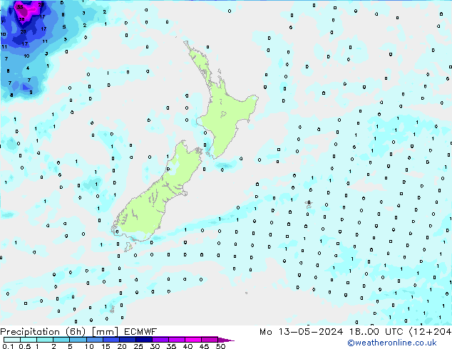 Z500/Rain (+SLP)/Z850 ECMWF Po 13.05.2024 00 UTC