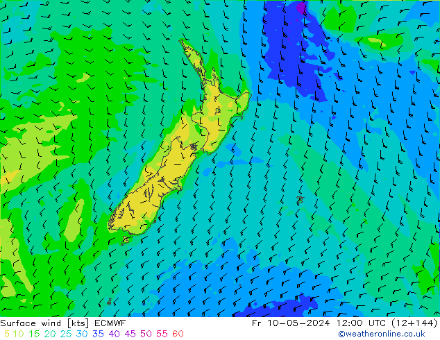 Vent 10 m ECMWF ven 10.05.2024 12 UTC