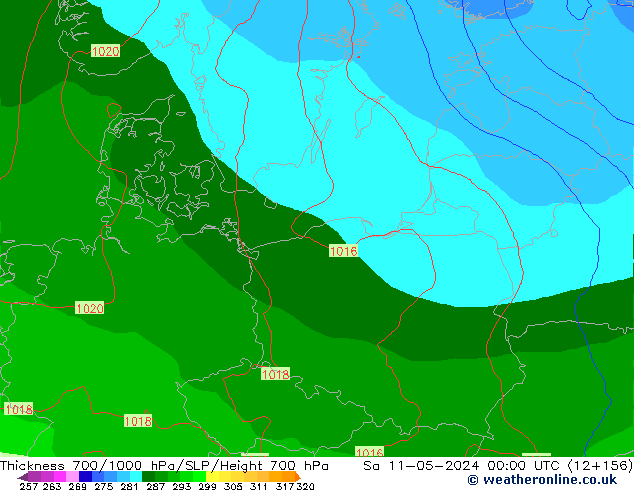 Thck 700-1000 hPa ECMWF Sa 11.05.2024 00 UTC