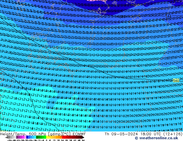 Z500/Rain (+SLP)/Z850 ECMWF Th 09.05.2024 18 UTC